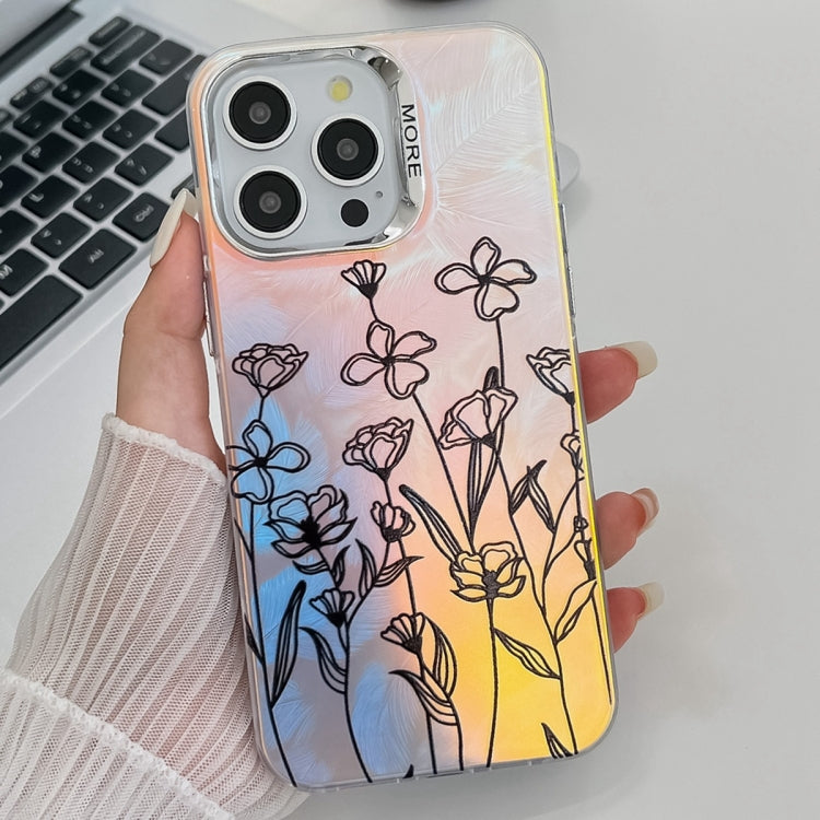 Electroplating Laser Flower Texture TPU Phone Case, For iPhone 13 Pro