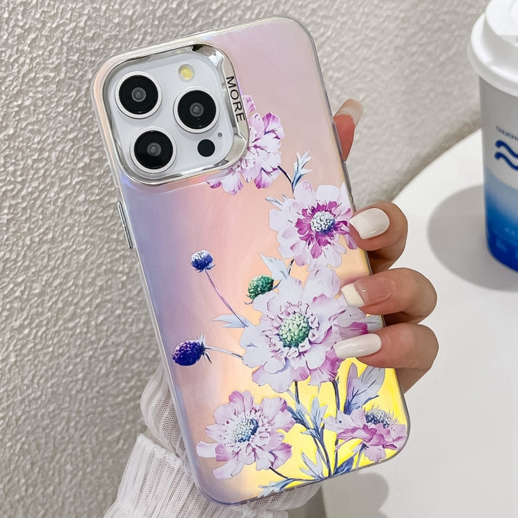 Electroplating Laser Flower Texture TPU Phone Case, For iPhone 13 Pro