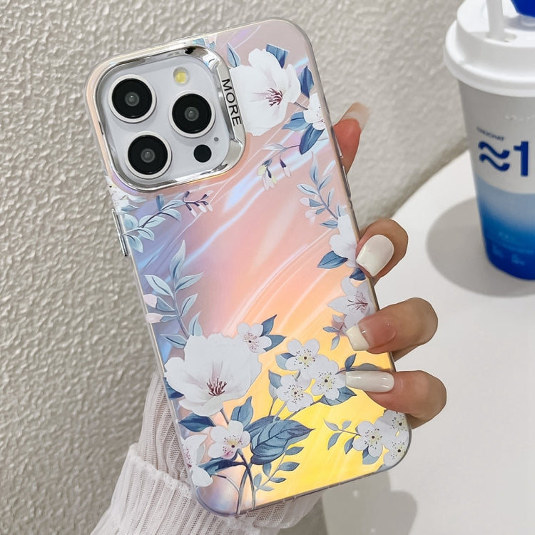 Electroplating Laser Flower Texture TPU Phone Case, For iPhone 13 Pro