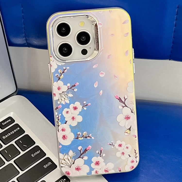 Electroplating Laser Flower Texture TPU Phone Case, For iPhone 13 Pro