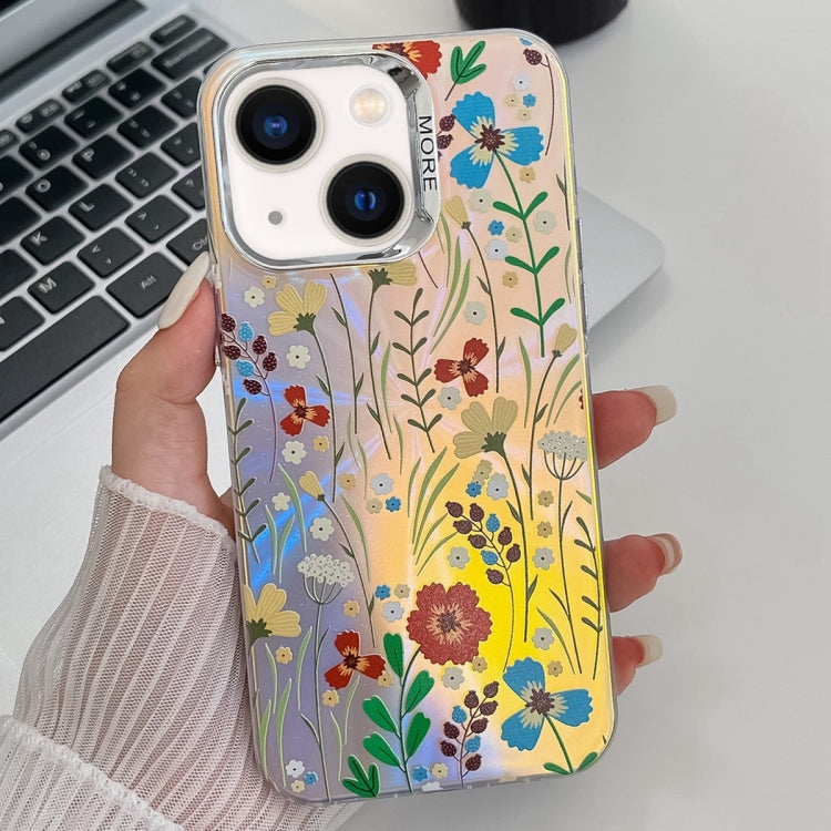 Electroplating Laser Flower Texture TPU Phone Case, For iPhone 13