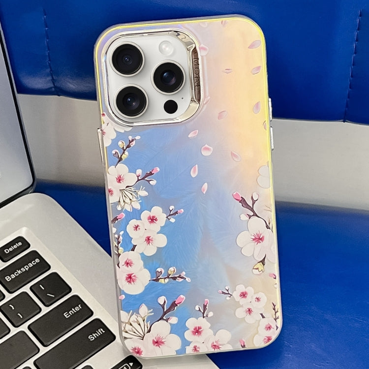 Electroplating Laser Flower Texture TPU Phone Case, For iPhone 16 Pro Max