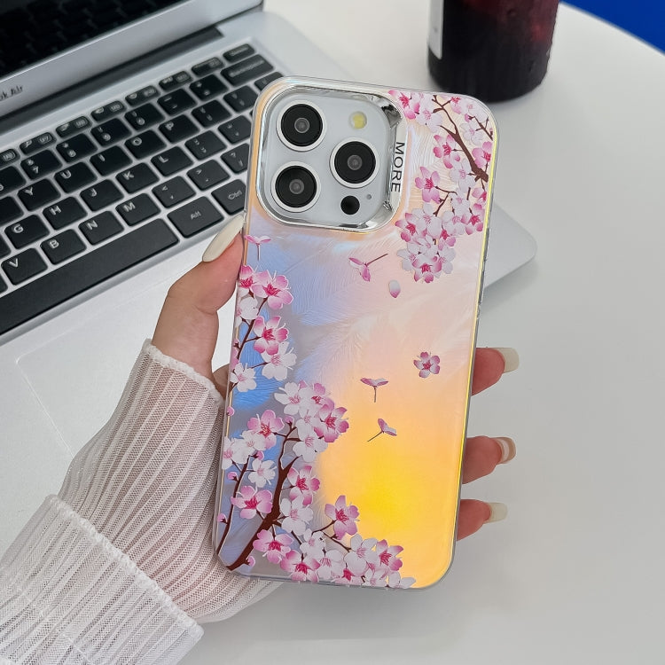Electroplating Laser Flower Texture TPU Phone Case, For iPhone 16 Pro