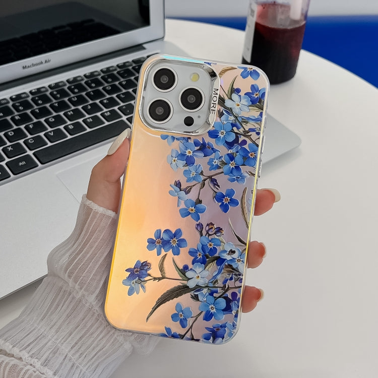 Electroplating Laser Flower Texture TPU Phone Case, For iPhone 16 Pro