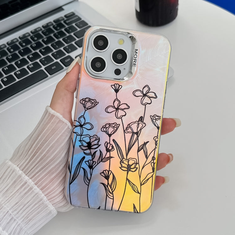 Electroplating Laser Flower Texture TPU Phone Case, For iPhone 16 Pro