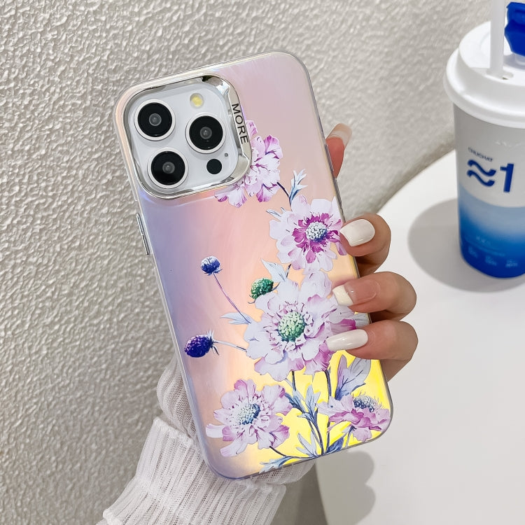 Electroplating Laser Flower Texture TPU Phone Case, For iPhone 16 Pro