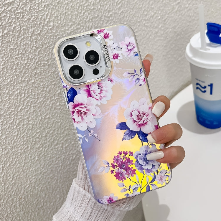 Electroplating Laser Flower Texture TPU Phone Case, For iPhone 16 Pro
