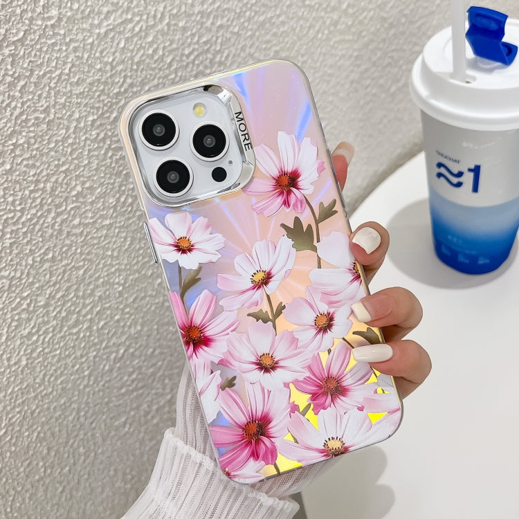 Electroplating Laser Flower Texture TPU Phone Case, For iPhone 16 Pro