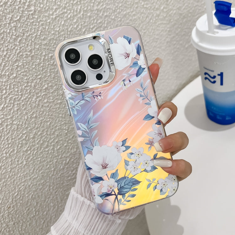 Electroplating Laser Flower Texture TPU Phone Case, For iPhone 16 Pro