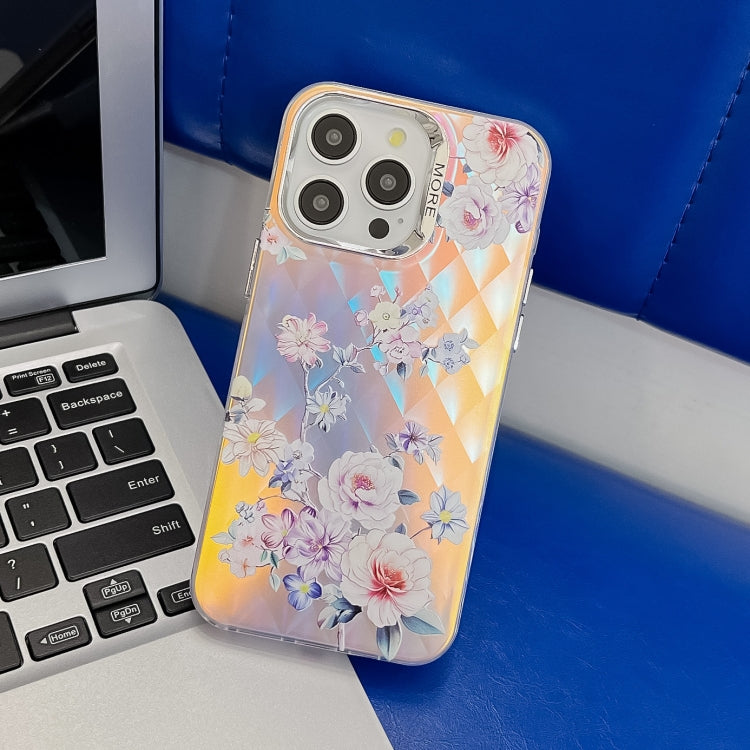 Electroplating Laser Flower Texture TPU Phone Case, For iPhone 16 Pro