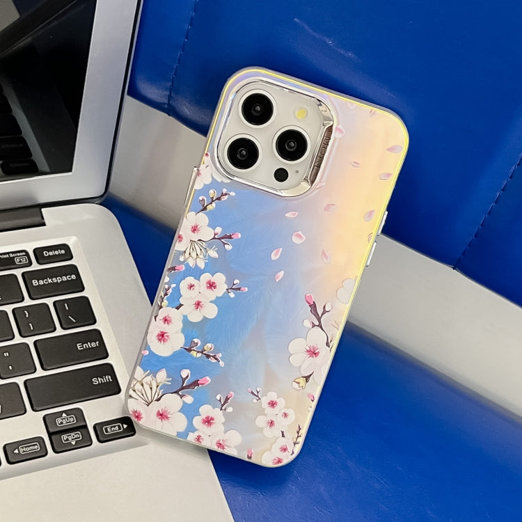 Electroplating Laser Flower Texture TPU Phone Case, For iPhone 16 Pro