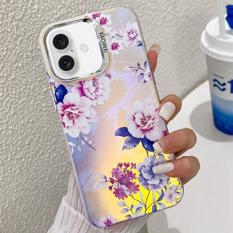 Electroplating Laser Flower Texture TPU Phone Case, For iPhone 16