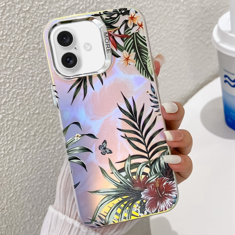 Electroplating Laser Flower Texture TPU Phone Case, For iPhone 16