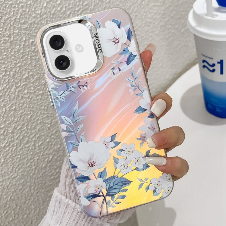 Electroplating Laser Flower Texture TPU Phone Case, For iPhone 16