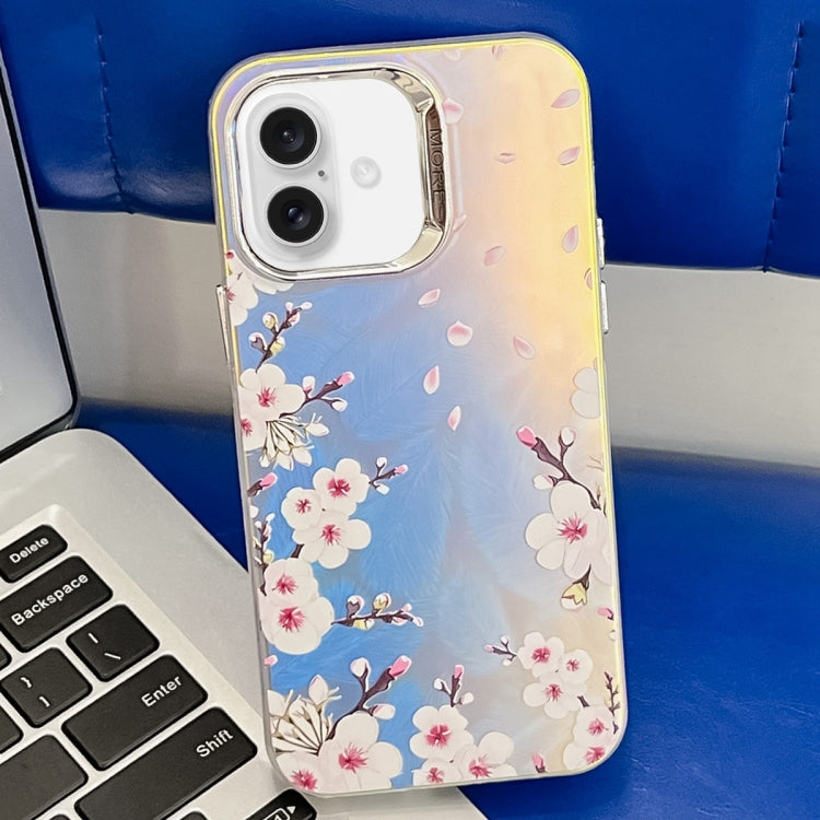 Electroplating Laser Flower Texture TPU Phone Case, For iPhone 16