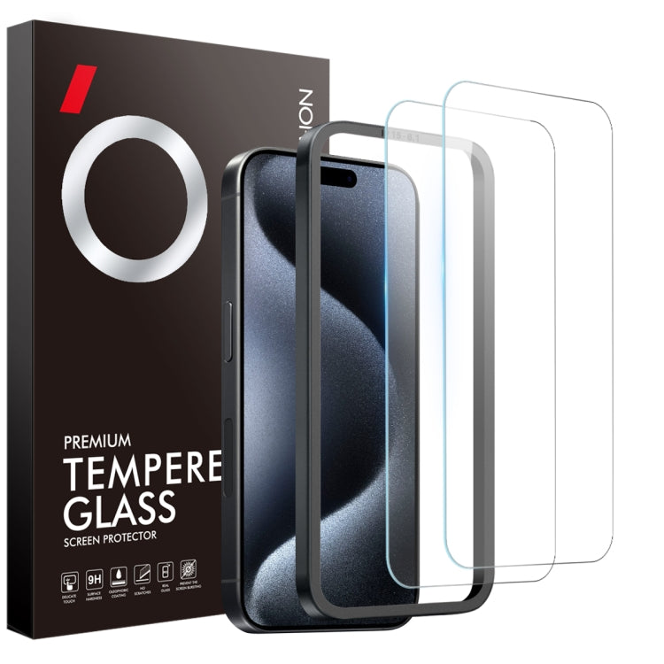 NORTHJO 2pcs A++ Screen Protector Tempered Glass Film with Installation Frame, For iPhone 16 Pro Max, For iPhone 16 Pro, For iPhone 16 Plus, For iPhone 16, For iPhone 15 Pro Max, For iPhone 15 Pro, For iPhone 15 Plus, For iPhone 15, For iPhone 14 Plus...