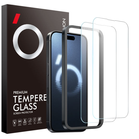 NORTHJO 2pcs A++ Screen Protector Tempered Glass Film with Installation Frame, For iPhone 16 Pro Max, For iPhone 16 Pro, For iPhone 16 Plus, For iPhone 16, For iPhone 15 Pro Max, For iPhone 15 Pro, For iPhone 15 Plus, For iPhone 15, For iPhone 14 Plus...
