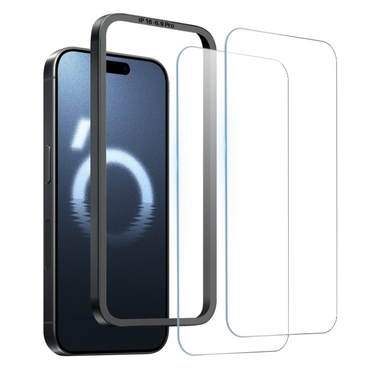 NORTHJO 2pcs A++ Screen Protector Tempered Glass Film with Installation Frame, For iPhone 16 Pro Max, For iPhone 16 Pro, For iPhone 16 Plus, For iPhone 16, For iPhone 15 Pro Max, For iPhone 15 Pro, For iPhone 15 Plus, For iPhone 15, For iPhone 14 Plus...