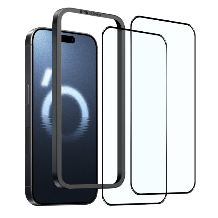 NORTHJO 2pcs A++ Tempered Glass Film with Installation Frame, For iPhone 16 Pro Max, For iPhone 16 Pro, For iPhone 16 Plus, For iPhone 16, For iPhone 15 Pro Max, For iPhone 15 Pro, For iPhone 15 Plus, For iPhone 15, For iPhone 14 Plus, For iPhone 14...