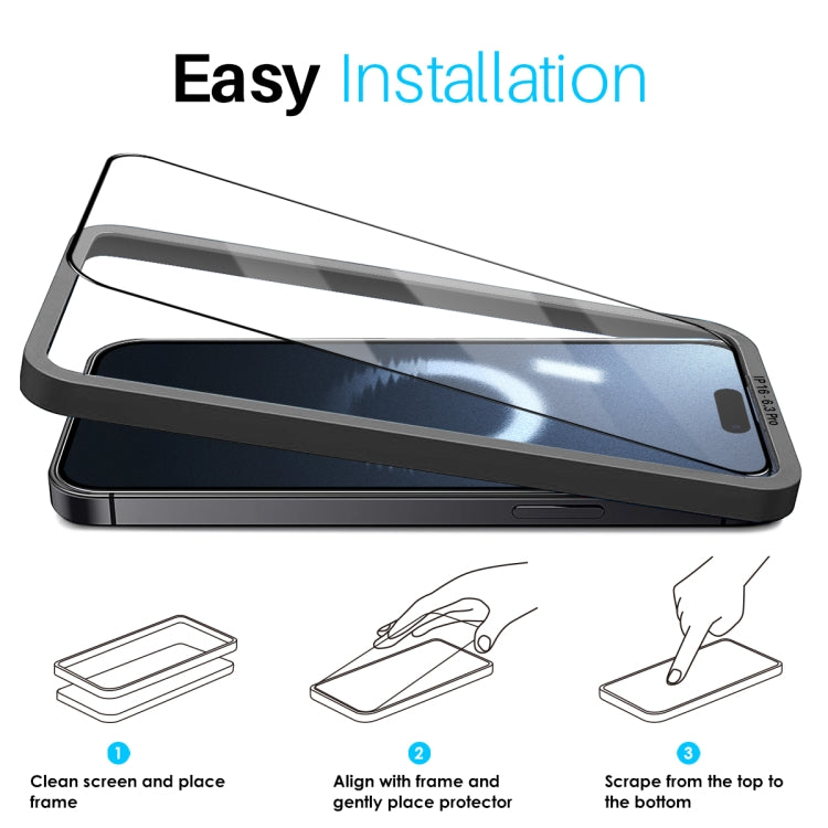 NORTHJO 2pcs A++ Tempered Glass Film with Installation Frame, For iPhone 16 Pro Max, For iPhone 16 Pro, For iPhone 16 Plus, For iPhone 16, For iPhone 15 Pro Max, For iPhone 15 Pro, For iPhone 15 Plus, For iPhone 15, For iPhone 14 Plus, For iPhone 14...