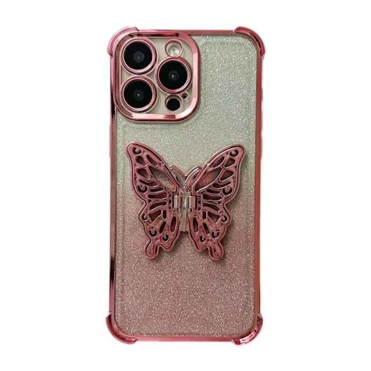 Electroplated Glitter 3D Butterfly Four-corner Shockproof TPU Phone Case, For iPhone 14 Plus, For iPhone 14, For iPhone 14 Pro, For iPhone 14 Pro Max