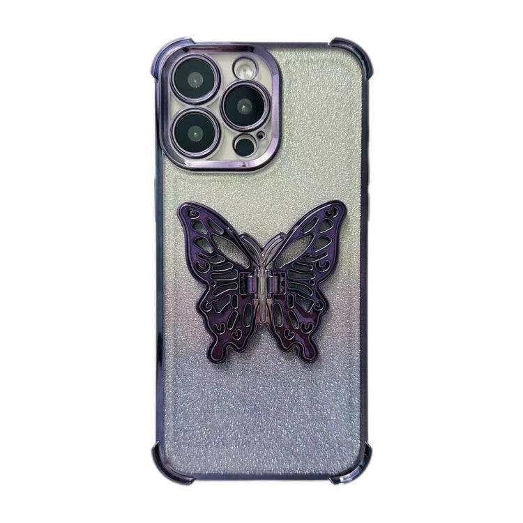 Electroplated Glitter 3D Butterfly Four-corner Shockproof TPU Phone Case, For iPhone 14 Plus, For iPhone 14, For iPhone 14 Pro, For iPhone 14 Pro Max