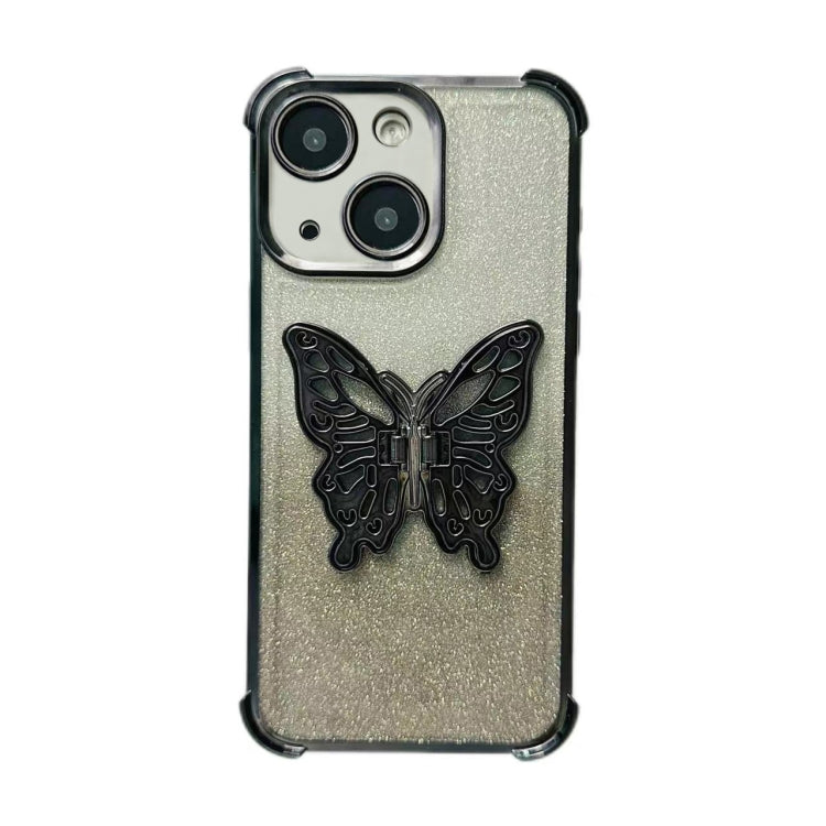 Electroplated Glitter 3D Butterfly Four-corner Shockproof TPU Phone Case, For iPhone 13 Pro Max, For iPhone 13 Pro, For iPhone 13, For iPhone 12