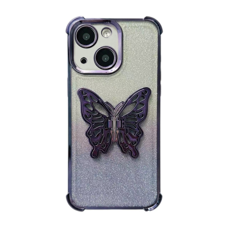 Electroplated Glitter 3D Butterfly Four-corner Shockproof TPU Phone Case, For iPhone 13 Pro Max, For iPhone 13 Pro, For iPhone 13, For iPhone 12