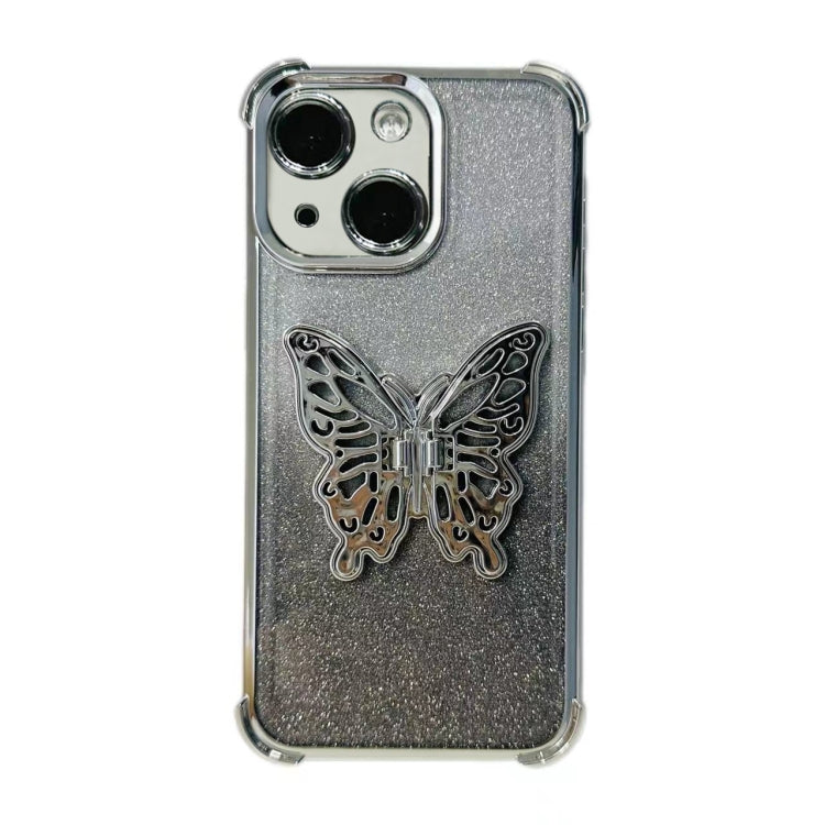 Electroplated Glitter 3D Butterfly Four-corner Shockproof TPU Phone Case, For iPhone 13 Pro Max, For iPhone 13 Pro, For iPhone 13, For iPhone 12