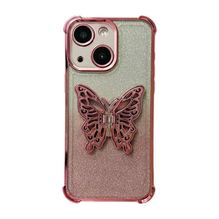 Electroplated Glitter 3D Butterfly Four-corner Shockproof TPU Phone Case, For iPhone 13 Pro Max, For iPhone 13 Pro, For iPhone 13, For iPhone 12