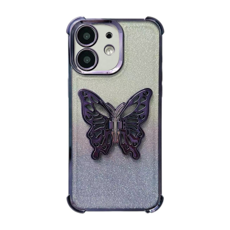 Electroplated Glitter 3D Butterfly Four-corner Shockproof TPU Phone Case, For iPhone 11 Pro, For iPhone XR, For iPhone XS Max, For iPhone 7 / 8 / SE 2022