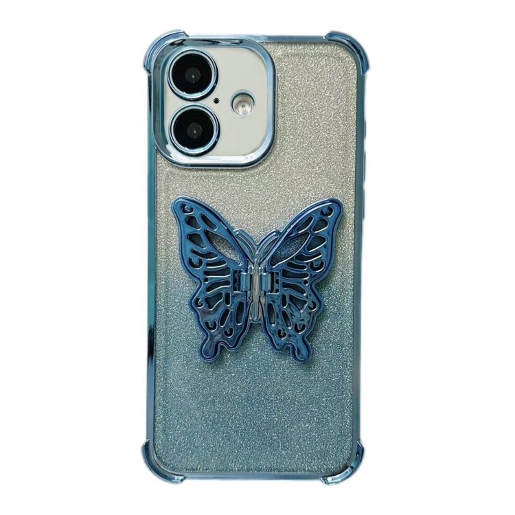 Electroplated Glitter 3D Butterfly Four-corner Shockproof TPU Phone Case, For iPhone 15 Pro Max, For iPhone 15 Pro, For iPhone 15 Plus, For iPhone 15