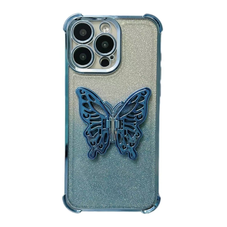 Electroplated Glitter 3D Butterfly Four-corner Shockproof TPU Phone Case, For iPhone 15 Pro Max, For iPhone 15 Pro, For iPhone 15 Plus, For iPhone 15