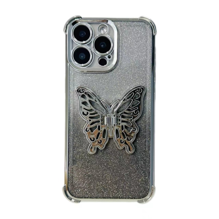 Electroplated Glitter 3D Butterfly Four-corner Shockproof TPU Phone Case, For iPhone 15 Pro Max, For iPhone 15 Pro, For iPhone 15 Plus, For iPhone 15