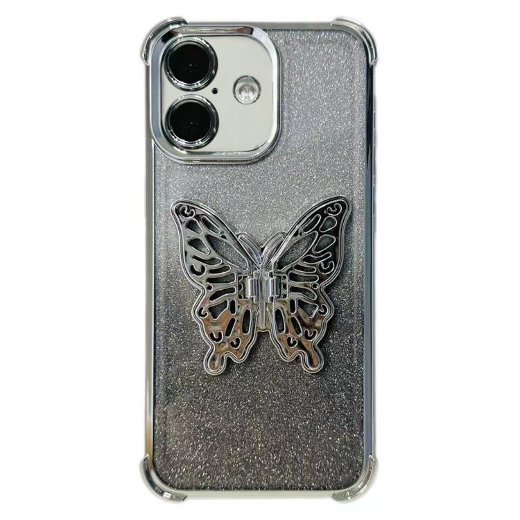 Electroplated Glitter 3D Butterfly Four-corner Shockproof TPU Phone Case, For iPhone 16 Pro Max, For iPhone 16 Pro, For iPhone 16 Plus, For iPhone 16