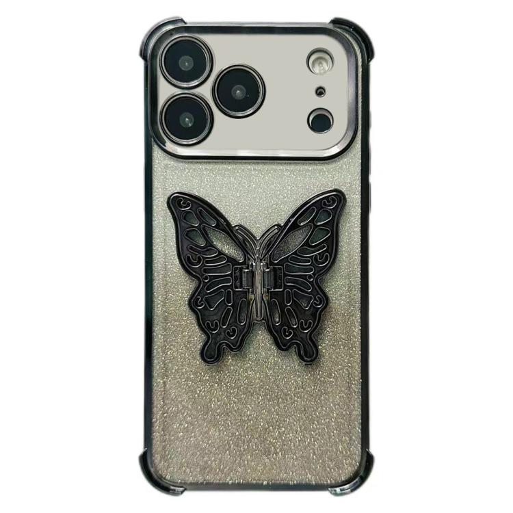 Electroplated Glitter 3D Butterfly Four-corner Shockproof TPU Phone Case, For iPhone 16 Pro Max, For iPhone 16 Pro, For iPhone 16 Plus, For iPhone 16