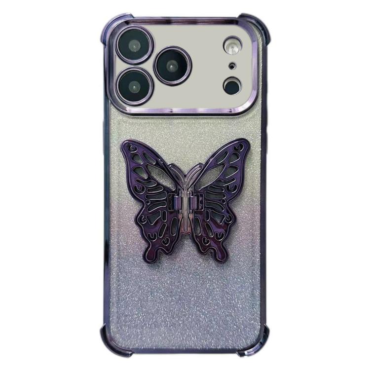 Electroplated Glitter 3D Butterfly Four-corner Shockproof TPU Phone Case, For iPhone 16 Pro Max, For iPhone 16 Pro, For iPhone 16 Plus, For iPhone 16