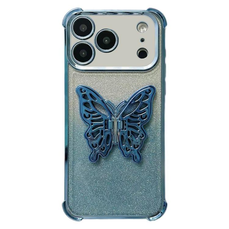 Electroplated Glitter 3D Butterfly Four-corner Shockproof TPU Phone Case, For iPhone 16 Pro Max, For iPhone 16 Pro, For iPhone 16 Plus, For iPhone 16