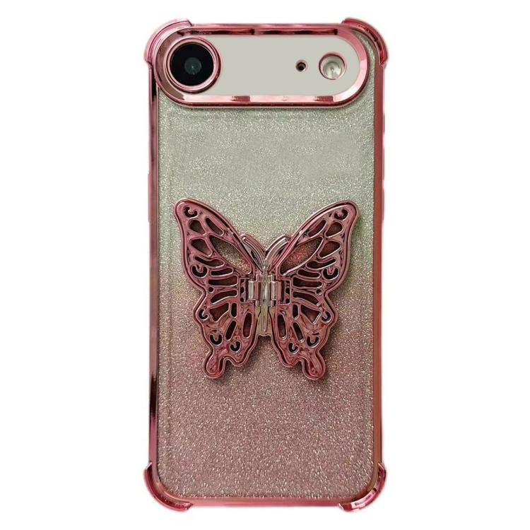 Electroplated Glitter 3D Butterfly Four-corner Shockproof TPU Phone Case, For iPhone 15 Pro Max, For iPhone 15 Pro, For iPhone 15 Plus, For iPhone 15
