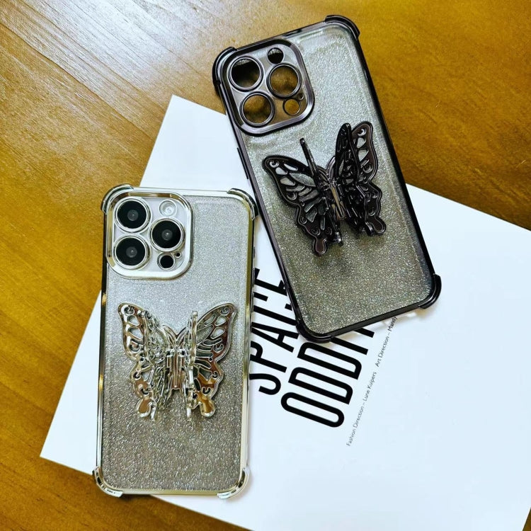 Electroplated Glitter 3D Butterfly Four-corner Shockproof TPU Phone Case, For iPhone 12 Pro Max, For iPhone 12 Pro, For iPhone 11 Pro Max, For iPhone 11