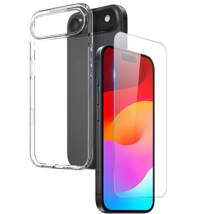 NORTHJO 2 in 1 TPU Phone Case Screen Protector Tempered Glass Film, For iPhone 17 Pro Max, For iPhone 17 Pro, For iPhone 17, For iPhone 17 Air, For iPhone 16e, For iPhone 16 Pro Max, For iPhone 16 Pro, For iPhone 16 Plus, For iPhone 16