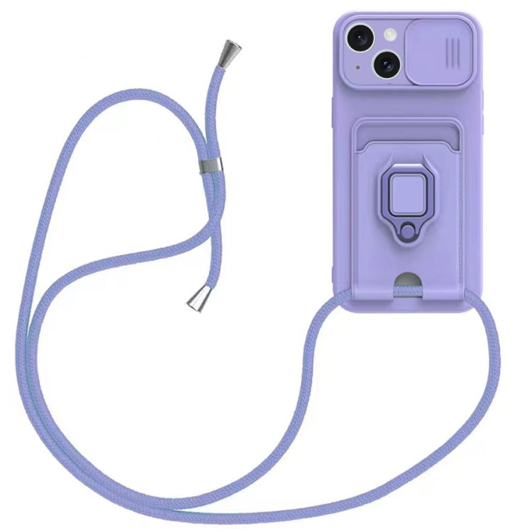 Sliding Camshield Magnetic Card Holder Silicone Phone Case with Lanyard, For iPhone 16, For iPhone 15 Pro Max, For iPhone 15 Pro, For iPhone 15 Plus