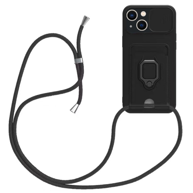 Sliding Camshield Magnetic Card Holder Silicone Phone Case with Lanyard, For iPhone 12, For iPhone 12 Pro Max, For iPhone 12 Pro, For iPhone 11 Pro Max