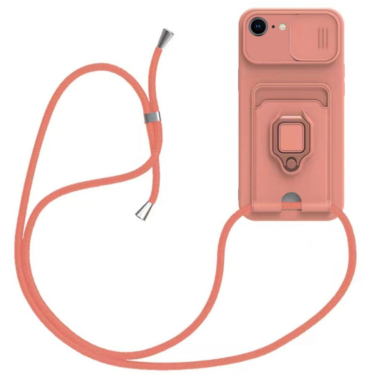 Sliding Camshield Magnetic Card Holder Silicone Phone Case with Lanyard, For iPhone 14 Pro Max, For iPhone 13 Pro Max, For iPhone 13 Pro, For iPhone 13