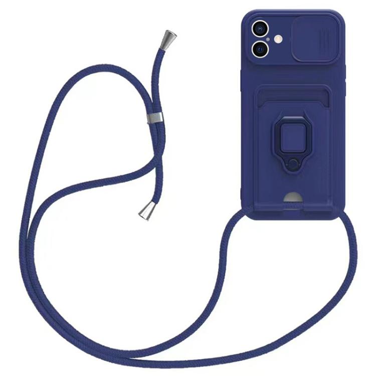 Sliding Camshield Magnetic Card Holder Silicone Phone Case with Lanyard, For iPhone 16e, For iPhone 16 Pro Max, For iPhone 16 Pro, For iPhone 16 Plus