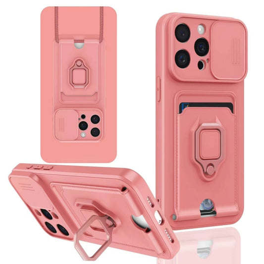 Sliding Camshield Magnetic Card Holder Silicone Phone Case, For iPhone 16, For iPhone 15 Pro Max, For iPhone 15 Pro, For iPhone 15 Plus