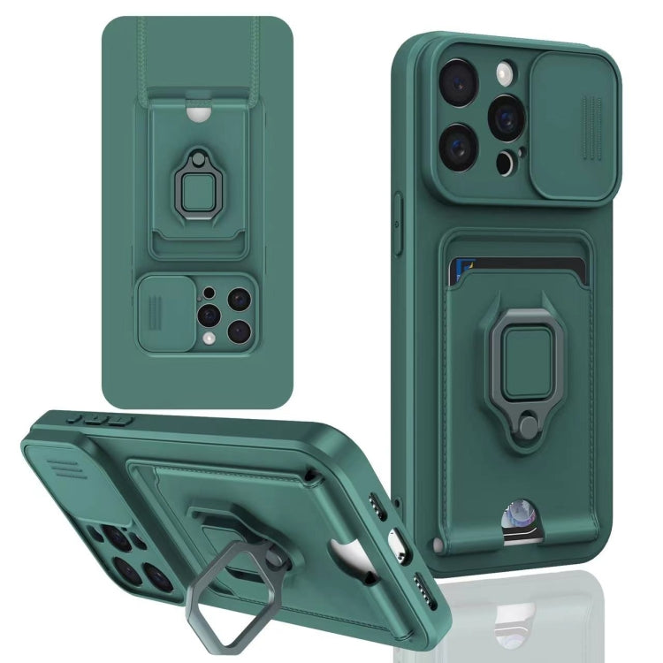 Sliding Camshield Magnetic Card Holder Silicone Phone Case, For iPhone 16, For iPhone 15 Pro Max, For iPhone 15 Pro, For iPhone 15 Plus