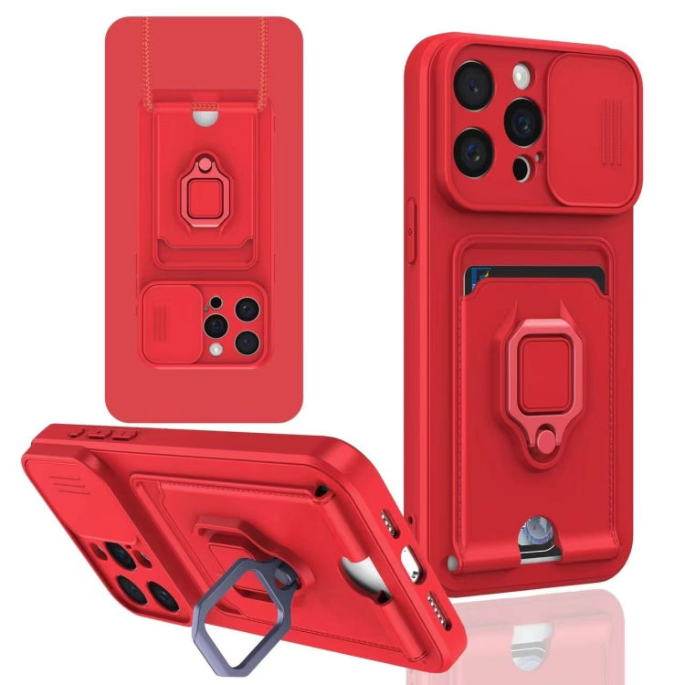 Sliding Camshield Magnetic Card Holder Silicone Phone Case, For iPhone 16, For iPhone 15 Pro Max, For iPhone 15 Pro, For iPhone 15 Plus