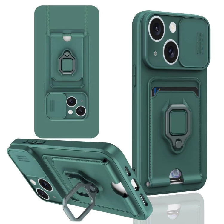 Sliding Camshield Magnetic Card Holder Silicone Phone Case, For iPhone 16, For iPhone 15 Pro Max, For iPhone 15 Pro, For iPhone 15 Plus