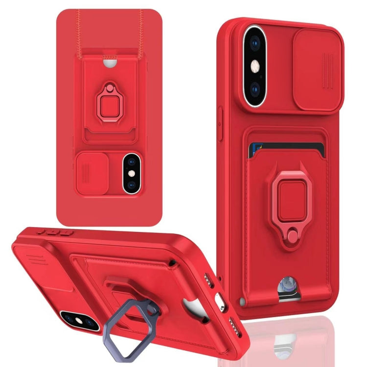 Sliding Camshield Magnetic Card Holder Silicone Phone Case, For iPhone XR, For iPhone XS Max, For iPhone 7 Plus / 8 Plus